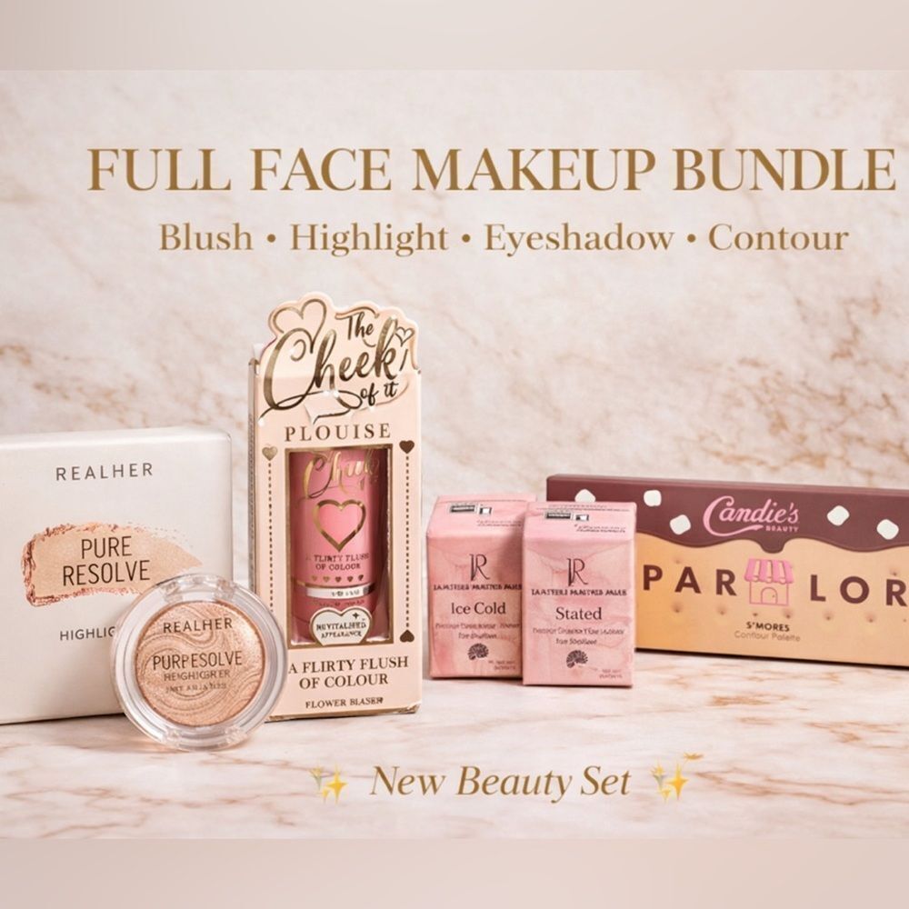 Full Face Makeup Bundle | Blush, Highlight, Contour Palette + 2 Eyeshadows |NEW